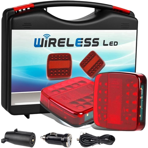 Magnetic Wireless Tail Lights Kit for Trailer, Led Trailer Rear Lights for Truck, Flatbed, Camion, Semi, Rv, 12v Tow Taillights with Turn Signals, Brake Signals, IP67 Waterproof