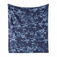 thumbnail image 1 of Camo Soft Flannel Fleece Blanket, Retro Composition of Grunge Camouflage Pattern Print in Modern Blue Tones, Cozy Plush for Indoor and Outdoor Use, 50" x 60", Pale Blue and Dark Blue, by Ambesonne, 1 of 6