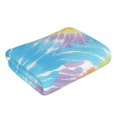 thumbnail image 4 of Polyester Long Towel Multi-Size Water Absorption Good Bright Fluffy Soft For Bathroom Swimming Pool Beach Outdoor Travel Turquoise Tie Dye Background Rainbow Colors_3, 4 of 8