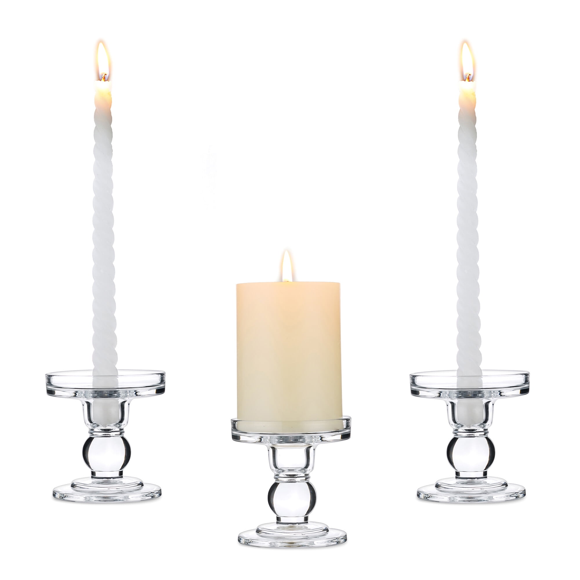 Sziqiqi Unity Candle Holder Glass Pillar Candle Stick Stand Crystal Set