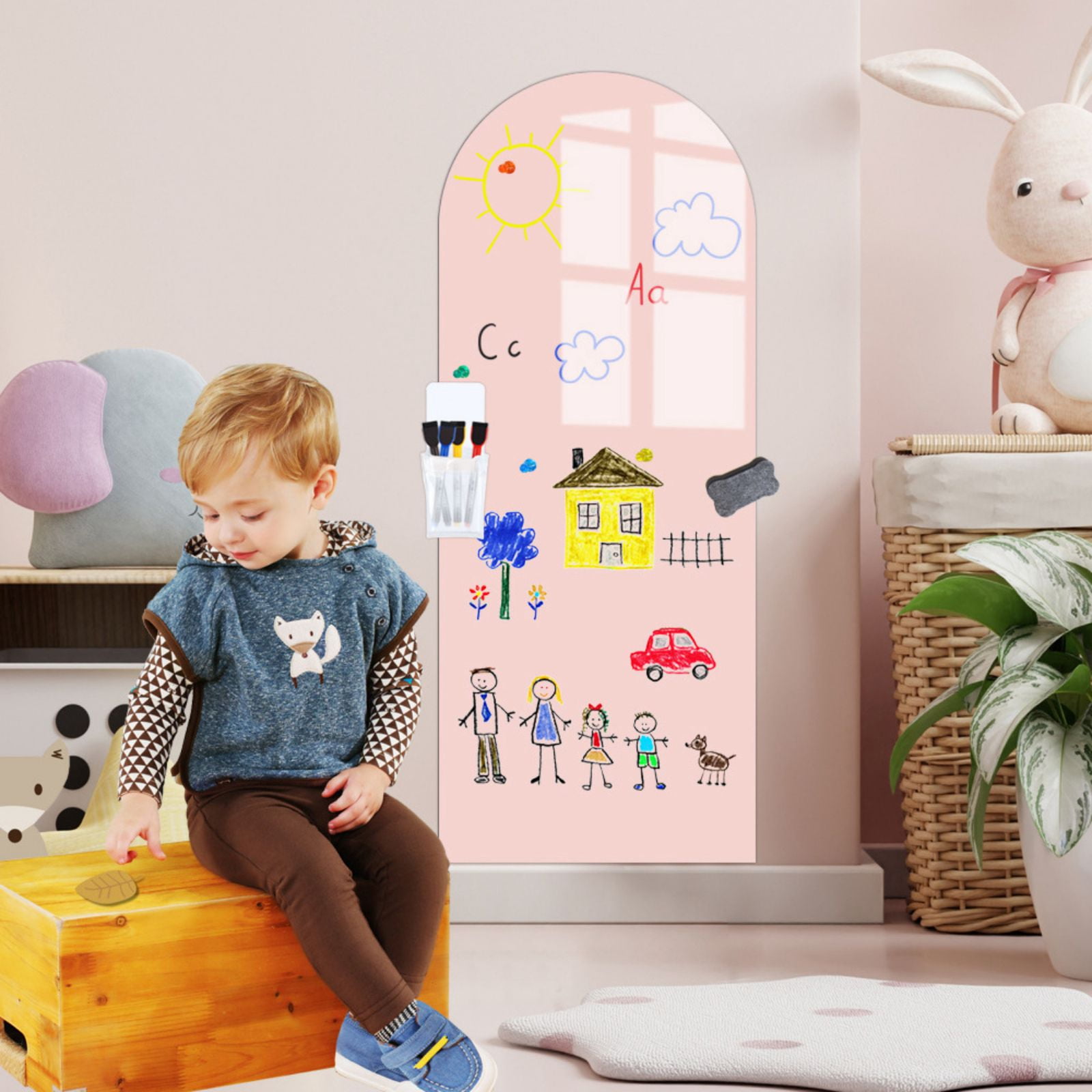 Magnetic Chalkboard Wall Arch Decal 40"x16" Contact Paper Peel and Stick for Walls Self Adhesive Magnetic Wall Board Sticker for Kid Black Chalk Board Wallpaper Roll