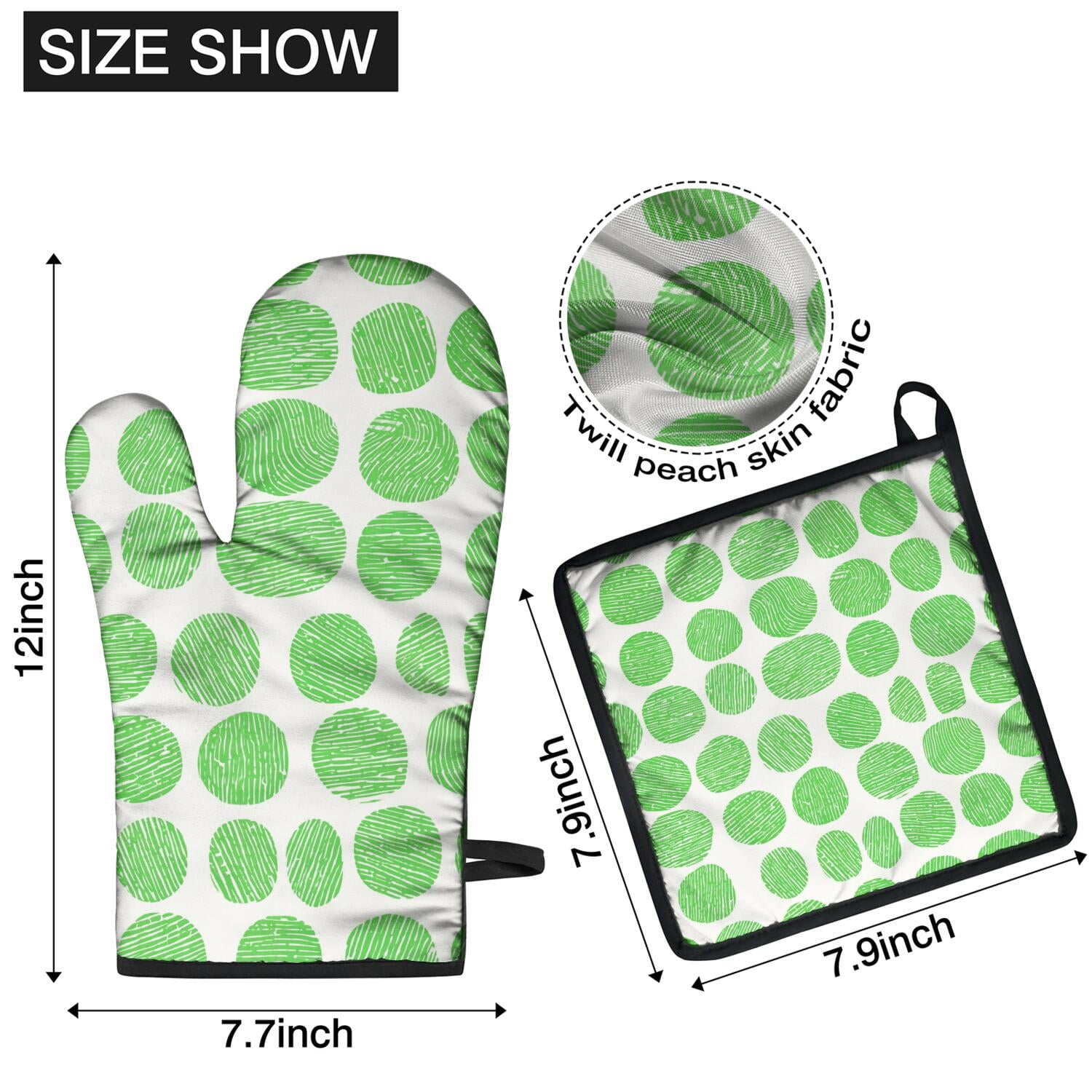Oven Mitts and Pot Holders Set Of 4, Heat Resistant Kitchen Gloves with Non-Slip Grip, Hanging Loop, Soft Cotton Lining for Baking, Cooking, Grilling, Barbecue