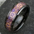 thumbnail image 2 of Tungsten Rings for Men Wedding Bands for Him Womens Wedding Bands for Her 8mm Black Rose Gold Plated Steampunk Clockwork Gears Purple, 2 of 8