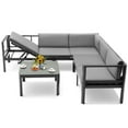 thumbnail image 1 of Costway Ensemble de Mobilier de Patio 3 Pcs en Aluminium pour Salon, Dossier Réglable, Fauteuil Inclinable, Sofa, Table, Coussin, 1 of 10