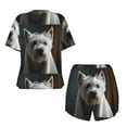 thumbnail image 5 of Naloa Dog Wrapped in Towel 1 Women's Short-Sleeved Pajama Set, Loungewear, Summer pajamas, Breathable Cozy - Medium, 5 of 9