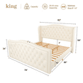 thumbnail image 3 of Nathaniel Home Jennifer King Beds, Velvet Upholstered Tufted Bed, Platform Bed Frame with Diamond, Low Profile Platform Beds Strong Wooden Slats White, 3 of 9