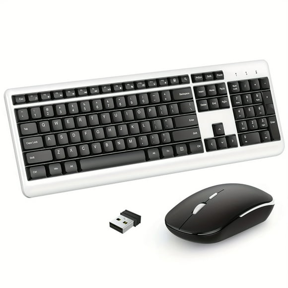 Wireless Keyboard and Mouse Combo, 2.4G Ergonomic Wireless Computer Keyboard and Mouse Set Full Size Wireless Keyboard and Mouse for Mac, Laptop Tablet and Computer