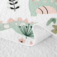 thumbnail image 5 of Manfei Dreamy Watercolor Dino Animals Twin Quilt Set,Cute Floral Twin Coverlet Set,White Gray,2 Pieces,1 Bedspread and 1 Pillowcase, 5 of 7