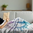 thumbnail image 3 of Moon Soft Flannel Fleece Blanket, Psychedelic Representation Heavenly Bodies Faces Eastern Oriental Inspired Image, Cozy Plush for Indoor and Outdoor Use, 60" x 80", Lilac Blue White, by Ambesonne, 3 of 5