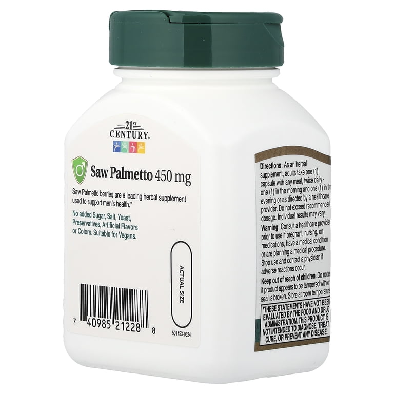21st Century Saw Palmetto Extract 320mg Capsules, 60 Ct - Walmart.com