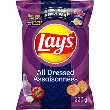 Lay's All Dressed Flavoured Potato Chips, 220g/7.8 oz