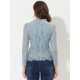 thumbnail image 3 of BluFloral Con Cuello De Volantes Y ManLarCon Encaje Superior PaMujer Gris Azul M, 3 of 4