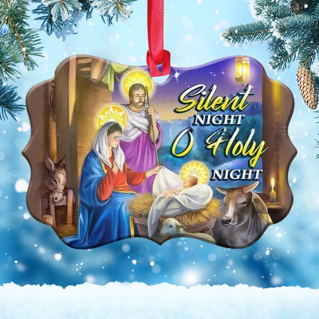 Puntoco Colgante plano con impresión acrílica de la Natividad en 2D, decoración navideña, colgante conmemorativo