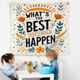 thumbnail image 5 of What's the Best That Could Happen Motivational Tapestry Wall Hanging, Floral Positive Affirmations Inspirational Quote Wall Blanket Decor for Kitchen Home Bar, 50x60 Inch, 5 of 6