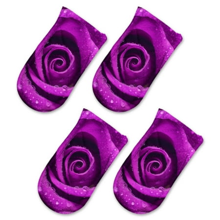 

BaHomeck Pot Handle Holder Covers 4Pcs The Petals And Dew Drops On Elegant Purple Rose Non Slip Heat-Resisting Pan Handle Covers For Home Kitchen Baking Cooking BBQ Cookwares 6×3In