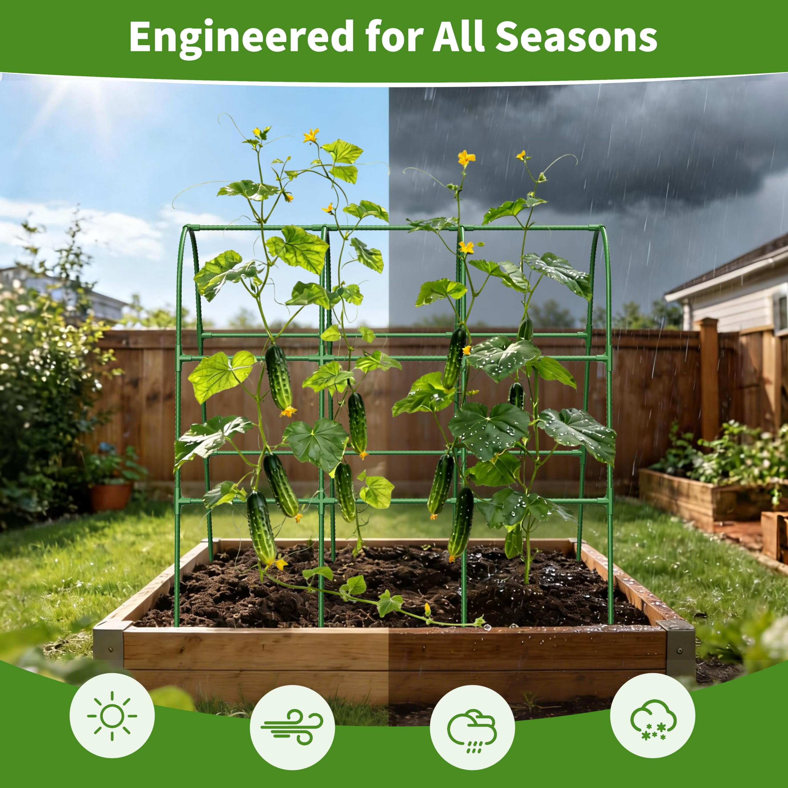 Cucumber Trellis  for Garden, U Frame Garden Trellis for Climbing Plants, Metal Plant Trellis with Garden Netting for Vegetables Flowers Fruits(4 Arches)