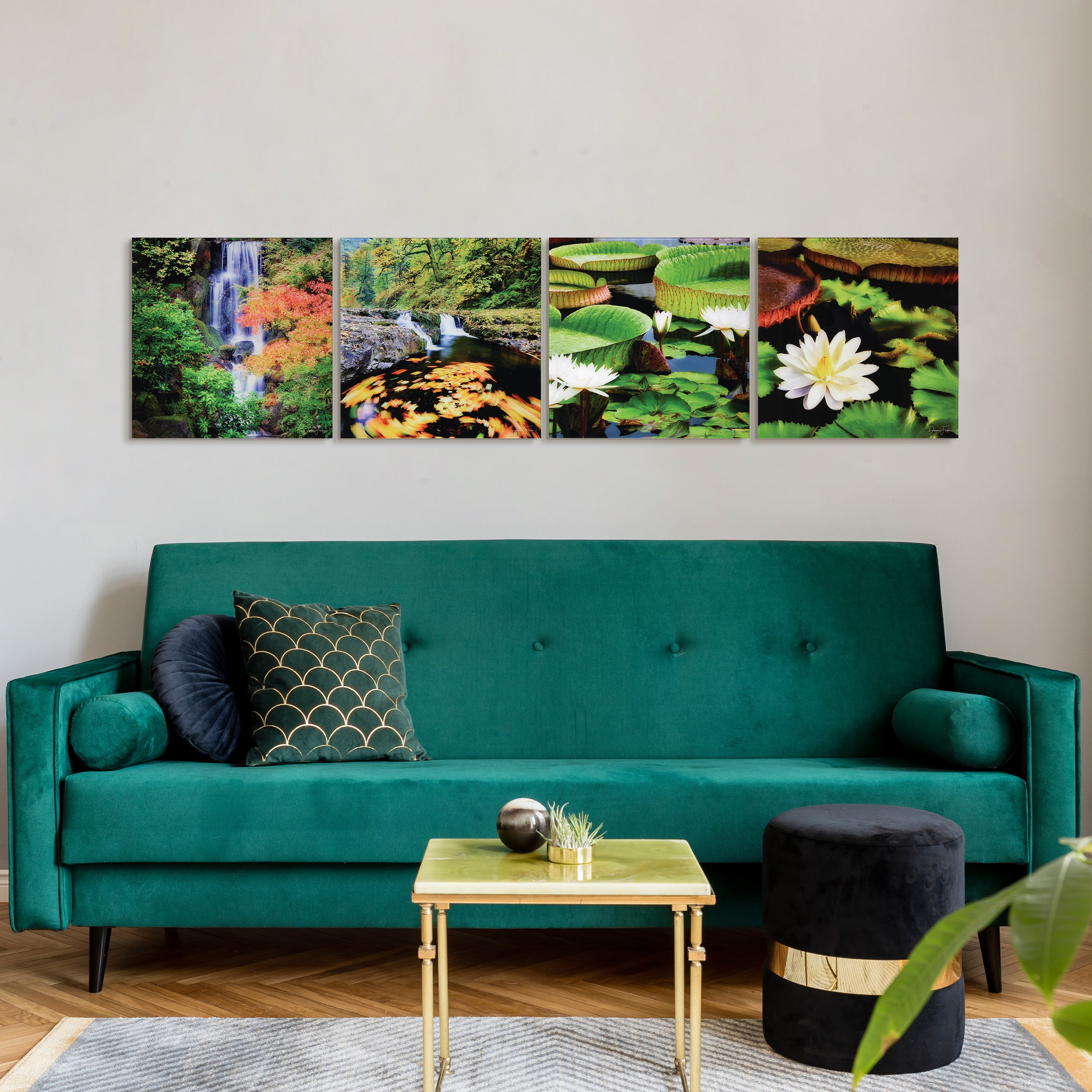 "Amazon's Water Lilies" Frameless Free Floating Reverse Printed Tempered Glass Nature Scapes Wall Art