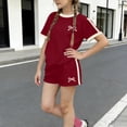 thumbnail image 6 of Amidoa Girls 2 Piece Outfits Summer Clothes Floral Print Short Sleeve Cute T-Shirt and Casual Shorts Kids Clothing Sets Red Size 3T, 6 of 6