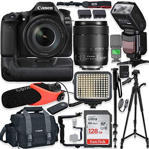 Canon EOS 80D DSLR Camera w/Canon 18135mm USM Lens Kit + Pro Photo