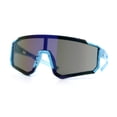 thumbnail image 4 of Boys Color Mirror 80s Paint Splatter Print Plastic Rimless Shield Sport Sunglasses Blue - Navy Mirror, 4 of 8