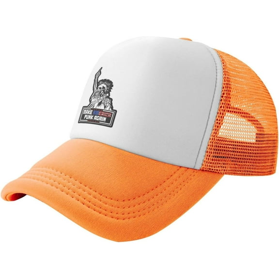 Make America Punk Again Slogan Unisex Adult Adjustable Mesh Hats Baseball Hat Trucker Cap for Men Women Orange