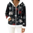 thumbnail image 2 of Women's Casual Fashion Long-Sleeve Zip-Up Fleece Hooded Cardigan with Christmas Print, Cozy and Warm for Winter Season,Navy,M, 2 of 5
