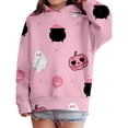 thumbnail image 4 of Mercatoo Girls Halloween Hoodies Kids Ghos𝐭 Pumpkin Graphic Hoodie Long Sleeve Cute Cat Ear 𝐇ooded Sweatshirts Pockets, 4 of 9