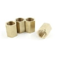 thumbnail image 1 of Conector de aire neumático de 4 piezas, adaptador de junta hexagonal recta de rosca hembra de 1/4PT, tono de latón, 1 of 1