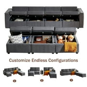 Chireca Modular Sectional Sofa, U Shaped Sectional Modular Sofa Couch with Reversible Chaise, Modular Convertible Sectional Couch with Storage Seat for Living Room,Dark Gray