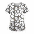 thumbnail image 1 of Haut de Sarrau pour Femmes Décontracté à Col en V, Blouse Imprimée, T-Shirt à Manches Courtes, Poches, Hauts de Sarrau en Liquidation, 1 of 5