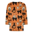 thumbnail image 5 of Godom Halloween Shirt for Women - Happy Halloween Pumpkin Graphic Womens 3/4 Sleeve Shirts V Neck Tops, 5 of 5