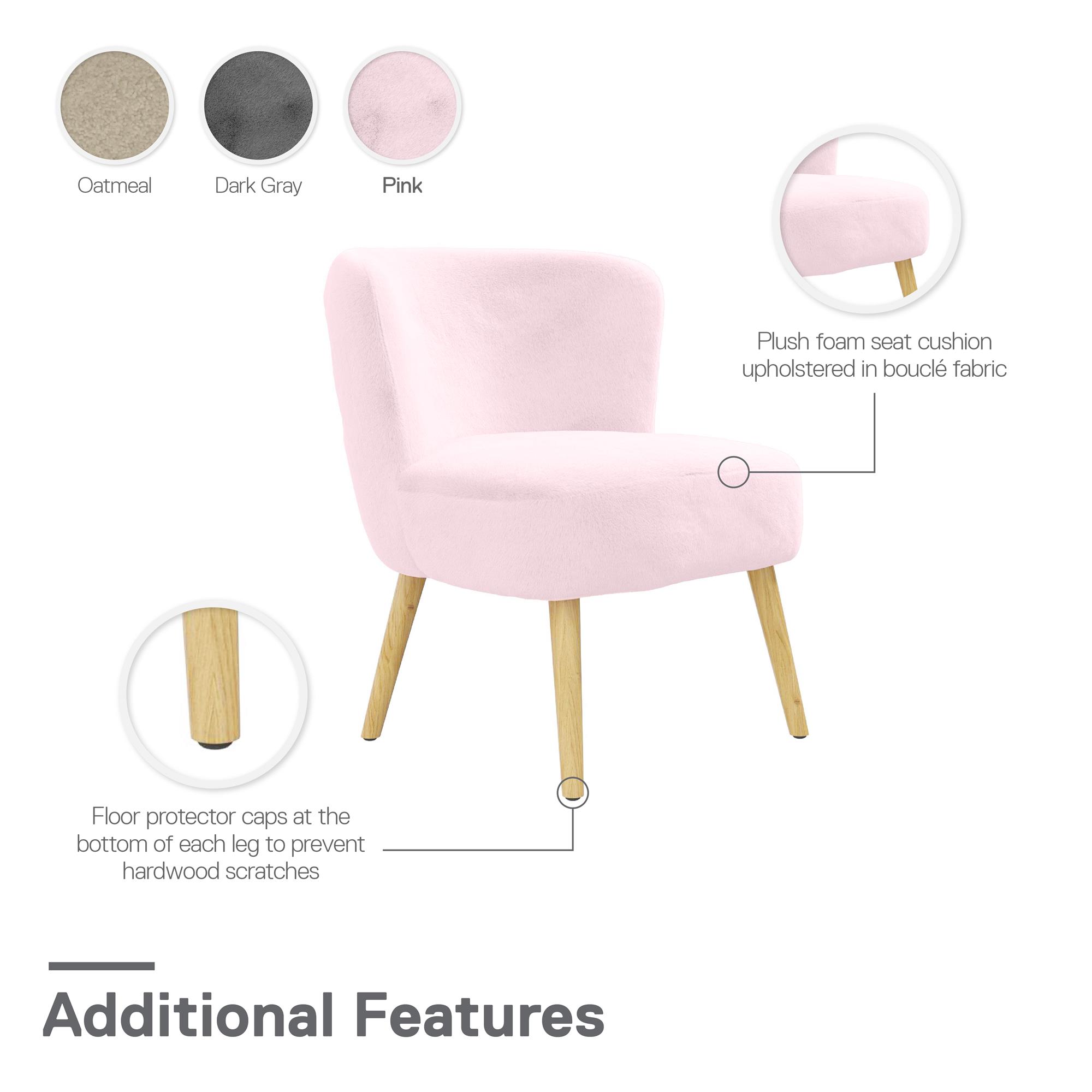 DHP Easton Faux Fur Kids' Accent Chair with Natural Wood Legs, Pink - image 5 of 11