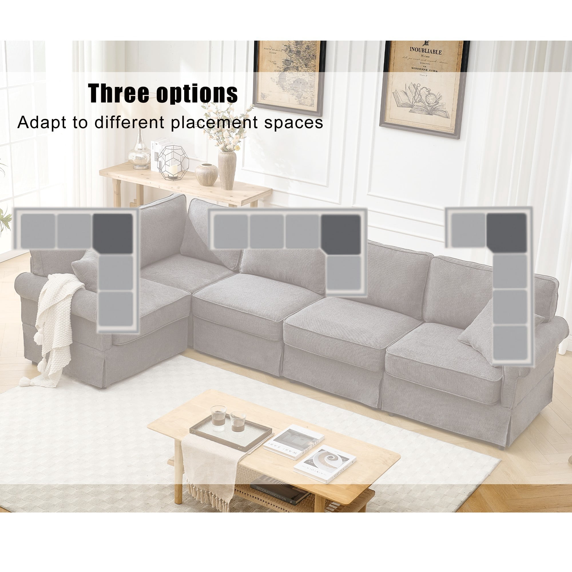 94" Modular Sectional Sofa Couch,L Shaped Convertible Sofa,Upholstered 5 Seat Sectional Sofa Couch for Living Room,Dark gray