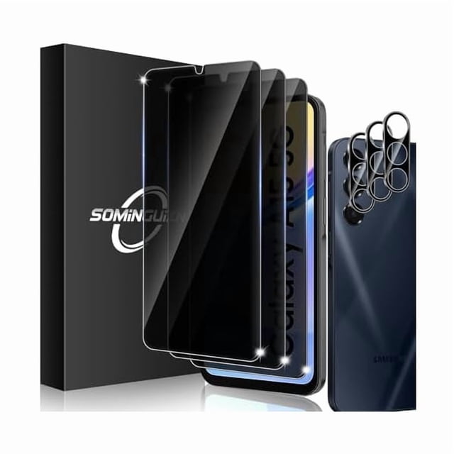 xixishop 3+3 Pack for Samsung Galaxy A15 5G Privacy Screen Protector & Phone Camera Lens Protector 9H Tempered Glass Cell Phone Protector, Anti-Fingerprint(Galaxy A15 Privacy)