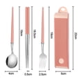 thumbnail image 2 of Juego de utensilios de viaje reutilizables de acero inoxidable con estuche, fiambrera portátil para cubiertos para Camping y oficina, 2 of 5