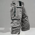 thumbnail image 2 of lcziwo Solid Color Shorts Men with Zip Pockets Denim Holiday Outdoor Trunks Beach Fishing Travel Work Shorts Gray L, 2 of 8