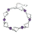 thumbnail image 2 of Hyasfey Women Bracelet Adjustable Shiny Rhinestone Inlaid Silver Plated Bright Luster Decorative Gift Ladies Hollow-out Heart Charm Bracelet Fashion Jewelry, 2 of 7