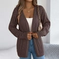 thumbnail image 5 of Zedker Women'S Chunky Knitting Cardigan Sweater Solid Color Openwork Long Sleeve Womens Tops Casual Lantern Coats For Fall Winter,Coffee,S, 5 of 8