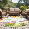 thumbnail image 4 of Spring Truck Flowers Round Area Rug 5Ft Washable Circle Rugs for Living Room Bedroom, Watercolor Floral Butterflies Yellow Non-Slip Carpet Floor Mats Indoor Outdoor Carpet Runner Aesthetic Home Decor, 4 of 8