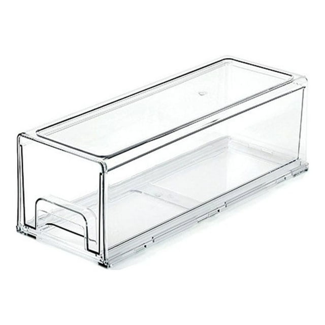 Food Container with Easy Grip Base Stackable Pull Out Storage Box for Shelves Countertops Freezer