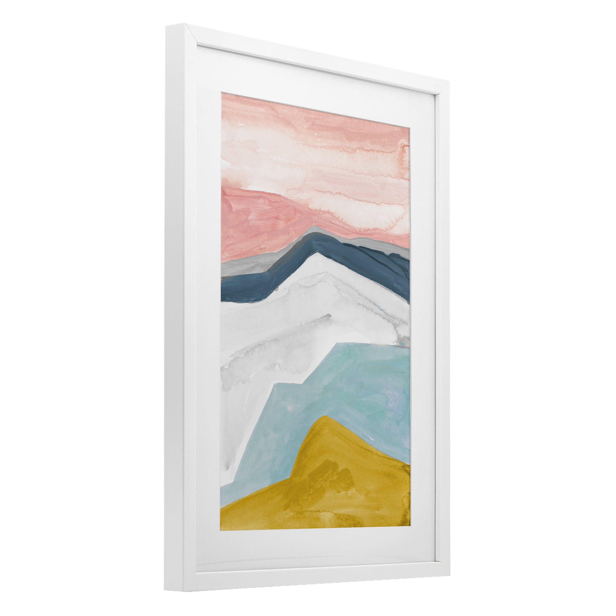 Stupell Industries Pastel Geometric Mountains White Framed Print Under Glass, design by B. Danelle