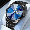 thumbnail image 3 of OLEVS Watches for Men Analog Quartz Dress Business Watch Stainless Steel Classic Casual Luxury Luminous Waterproof Male Mens Wrist Watches Reloj para Hombre Blue Dial, 3 of 14