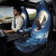 thumbnail image 2 of Xixirimido Car Seat Protection Set 5 Pieces Breathable PU Leather Front Seat Covers with Seat Belt and Console Covers Universal Fits Most Cars, Eagle Moon Starry Night, 2 of 8