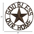 thumbnail image 2 of 26" Metal Barn Star Western Home Wall Decor Antique Circle Dark Brown Texas Lone Star with Letters God Bless Our Home, 2 of 8
