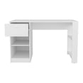 thumbnail image 4 of Computer Desk In White With 1 Drawer, 2 Shelves. Efficiently Stores Office Supplies, Books, Decor. Fits Seamlessly Home Offices. Made Of Engineered Wood. Enhances Contemporary . Ideal For Studying,, 4 of 4