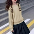 thumbnail image 4 of UQJfacai Girls Sweatshirt Kids Fall Casual Crop Tops Crewneck Fleece Pullover Winter Long Sleeve Shirts with Thumb Hole 4-15 Years, 4 of 6
