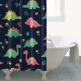 thumbnail image 4 of Dark Blue Colorful Dinosaur and Flower Pattern Shower Curtain 36"x72" ,Bathroom Decorative Shower Curtains Set with 12 Hooks,Modern Waterproof Washable Shower Curtain, 4 of 6