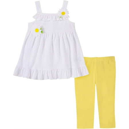 Kids Headquarters Girls 4-6X Daisy Tunic Legging Set (White 5)