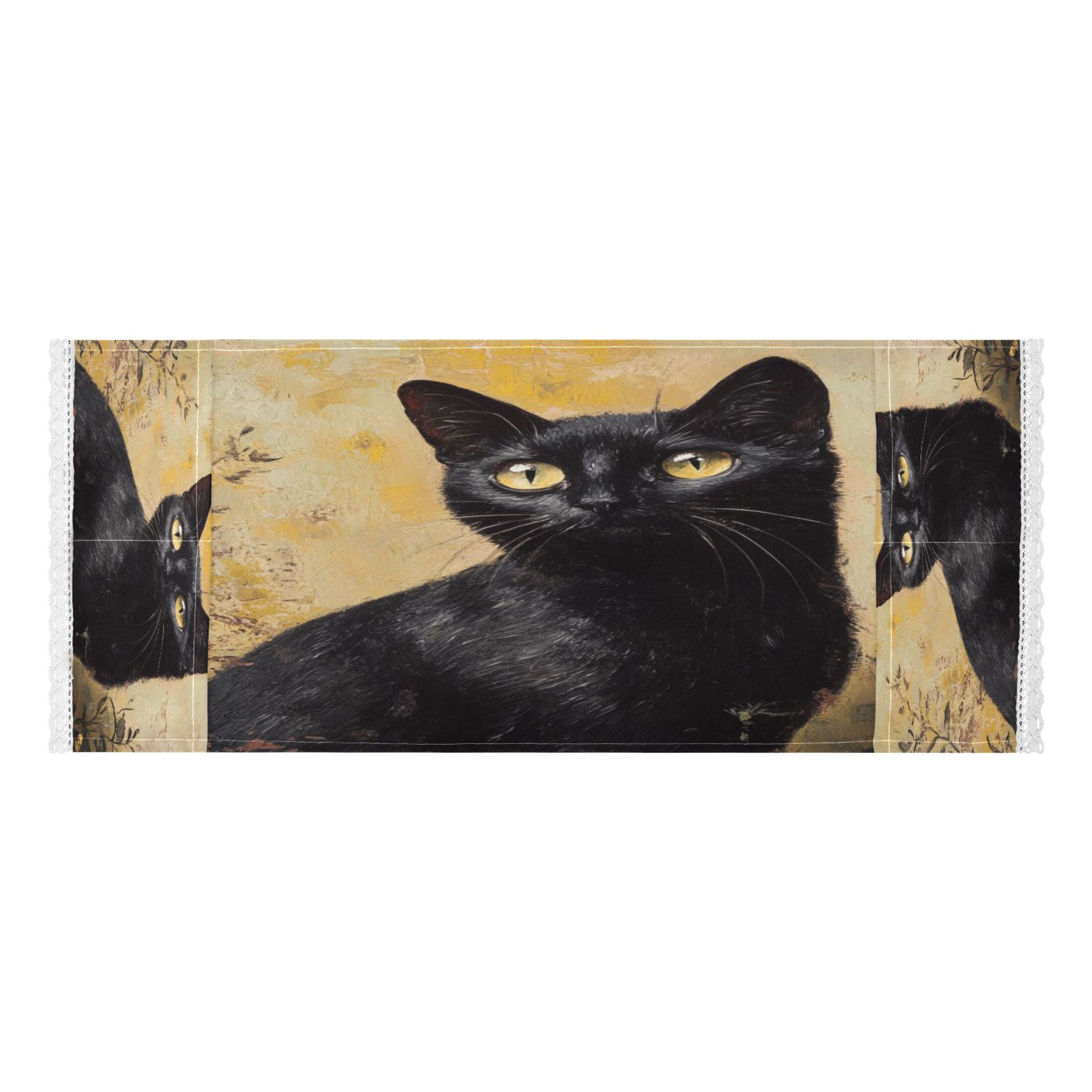 WOBOGO Black Cat with Oil Painting Style Washing Machine Cloth Dryer Refrigerator Top Cover Protective Non-Slip Mat For Kitchen Laundry