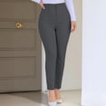 thumbnail image 4 of hlysgo Women's Casual Dress Pants Pleated Elastic Waist Soft Fitness Trousers Work Business Officewear Pant with Pockets Dark Gray,2xL, 4 of 5